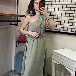 QUZU TEK OMUZ ELBİSE HAKİ RENK S/M/L BEDEN